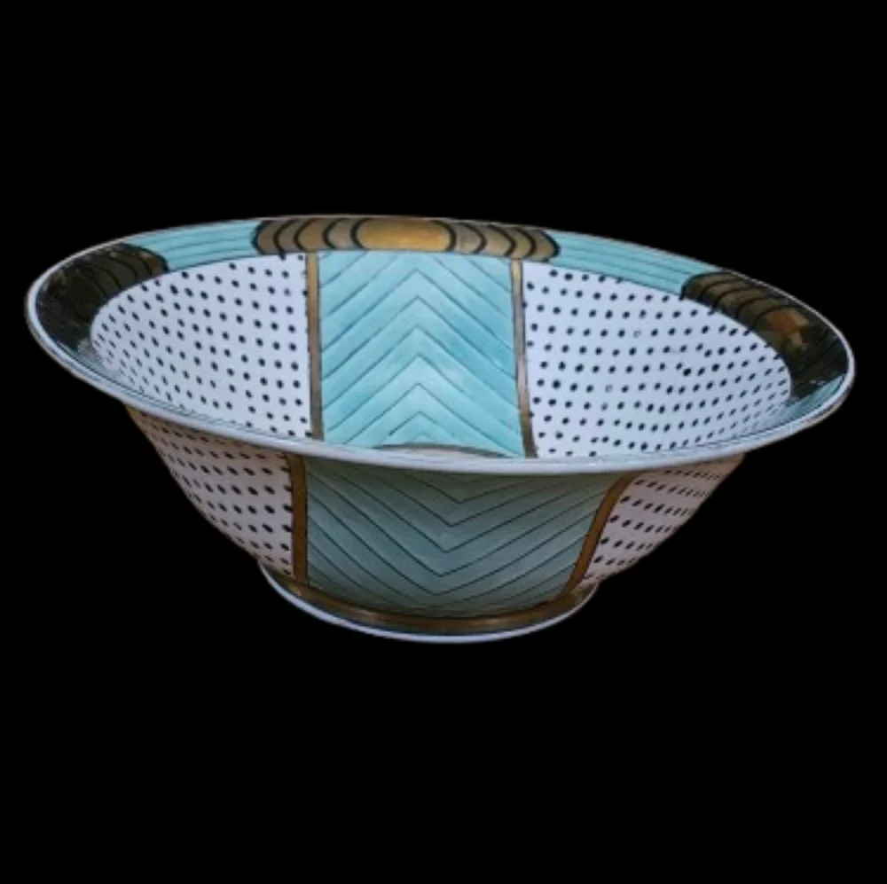 *Kinder Vintage Harris Bowl With Polkadots, Chinoiserie Chic Style